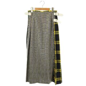 チェック柄巻きスカート ラップスカート プリーツ ウール I42 マルチカラー /MI OS