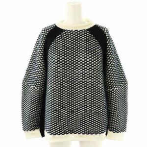 ジャガードポップコーンニット セーター ウール混 2 紺 白 /MI OS