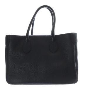 A.D.M.J. 牛革 かぶせ付き トートバッグ 32cm ハンドバッグ ブラック /YO2