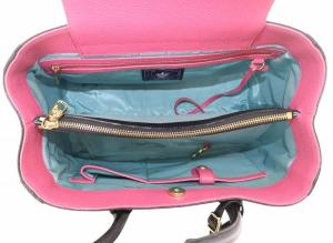 A.D.M.J. 牛革 かぶせ付き トートバッグ 32cm ハンドバッグ ブラック /YO2