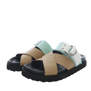 PIERRE HARDY CROSS RIDE サンダル 39 ブラウン ブルー ホワイト XK-08