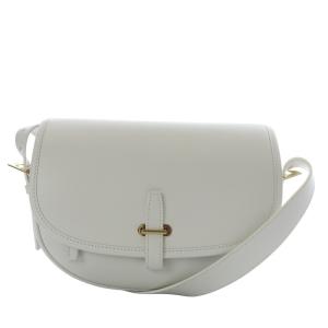 ショルダーバッグ フラップ レザー ホワイト