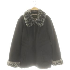 ファー付き ダウンコート レッキスファー 13+ 黒 グレー /MI OS