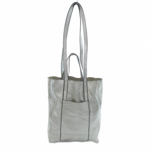 SUPERLIGHT 2WAY シルバーカラーバッグ メタリックトート レザー 銀色 /UO