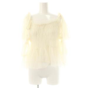 24AW リボンチュールブラウス オフショルダー F アイボリー /ES OS