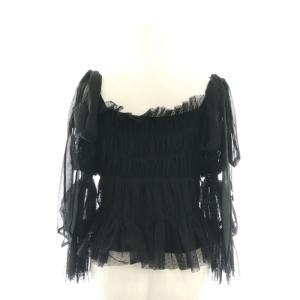 SNIDEL リボンチュールブラウス F 黒 ブラック SWFB244140 /SS OS