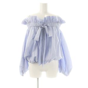 25SS オフショルパフスリーブブラウス 長袖 F ブルー /DF OS