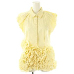25SS フラワーモチーフブラウス シャツ チュニック丈 F クリームイエロー /MI OS