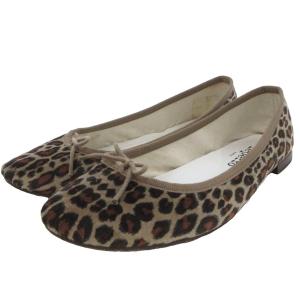 サンドリオン レオパード柄 バレエシューズ 37 ベージュ 茶 ブラウン /UO