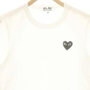 PLAY Comme des Garçons AD2021 ハートワッペン ロゴ Tシャツ 長袖 M ホワイト AZ-T119 /HK OS