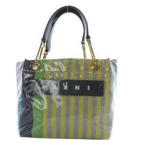 GLOSSY GRIP ストライプ PVC トートバッグ ハンドバッグ マルチカラー BMMP0013Q0