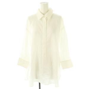プルオーバーシャツブラウス チュニック丈 リネン 38 白 /MI OS