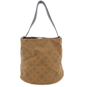 美品 バケツショルダーバッグ 2WAY コットンジャガード モノグラム 総柄 オレンジ /UO