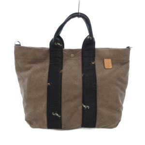 美品 ウッドランダー トートバッグ ショルダー 2WAY 馬柄 フェイクスエード ナイロンハンドル 茶