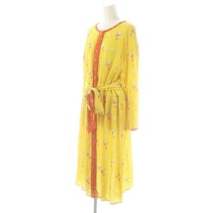 Cherir la femme いちご柄 シャツワンピース FL5 マスタード オレンジ マルチカラー /ES OS