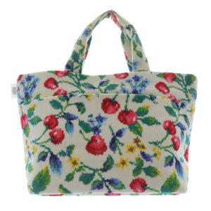 チェリー 花柄 トートバッグ ハンドバッグ 白 ホワイト /SR26