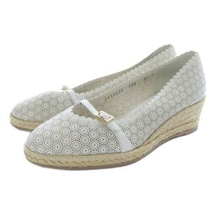 ウェッジソール パンプス 6.5 白 ホワイト ベージュ /SR24