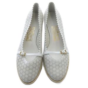 Salvatore Ferragamo ウェッジソール パンプス 6.5 白 ホワイト ベージュ /SR24