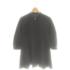 24AW コンパクトシャーティング ペプラムブラウス チュニック バンドカラー F 紺 /MI OS