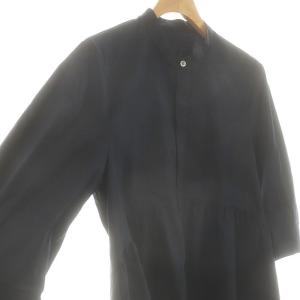 KUMIKYOKU 組曲 24AW コンパクトシャーティング ペプラムブラウス チュニック バンドカラー F 紺 /MI OS