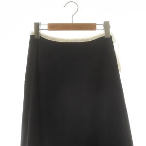 IENA 25SS バイカラーリボンフレアスカート 36 紺 /MI OS