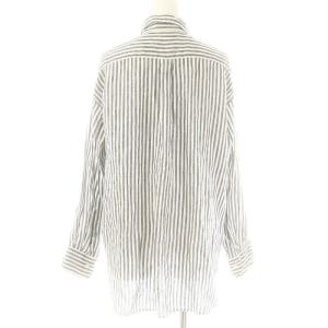 Framework 23SS フレンチリネンレギュラーカラーシャツ チュニック丈 ストライプ 紺 白 /MI OS SH