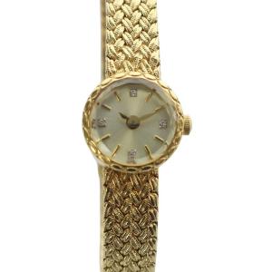 ラウンドフェイスジュエリーウォッチ ダイヤモンド クオーツ ゴールドカラー