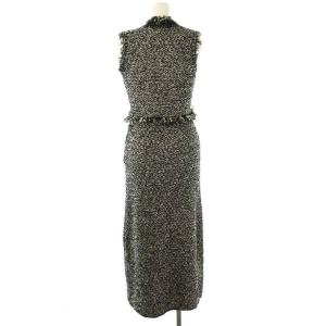 SNIDEL 24AW ツイードニットワンピース フリンジ F 黒 アイボリー グレー /MI OS SH