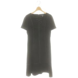 リボン ステッチ ショートスリーブ ワンピース 40 黒 /MI OS