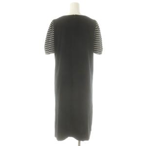 M'S GRACY 23年製 ショートスリーブ ワンピース ボーダー柄 リボン 半袖 ロング フレア 40 黒 ブラック /SS