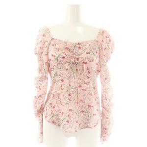 Lily Brown LilyBrown 24SS セットアップ フラワープリントブラウス スカート フレア レース切替 F ピンク 赤 緑 /MI