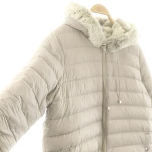 dama collection ラビットファー リバーシブル ダウンコート ジップアップ L グレー /HK OS