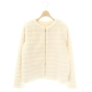 ジップアップ フェイクファー ジャケット ノーカラー 13 ホワイト /HK OS