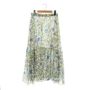 花柄 ギャザースカート スカート ボタニカル柄 M ホワイトマルチカラー /ES OS