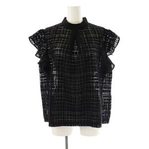 フリル スタンドカラー ノースリーブ ブラウス 13R 黒 /MI OS
