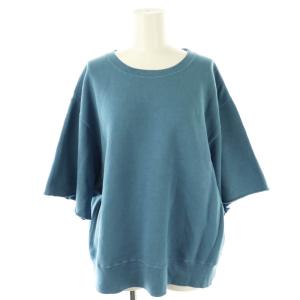 Cut Off Short Sleeve スウェット トレーナー 五分袖 F 青 ブルー /AT OS