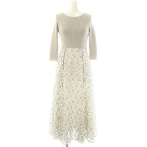 24SS 配色レース切替ドッキングワンピース ニット 1 グレー 白 黒 /MI OS