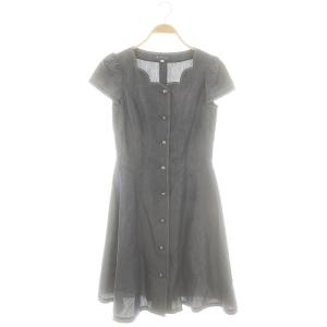 リネン混 スカラップ 半袖 ワンピース 40 紺 /MI OS