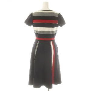 M'S GRACY ボーダー ストライプ ショートスリーブ ストレッチニットワンピース 38 紺 グレー 白 赤 /MI OS