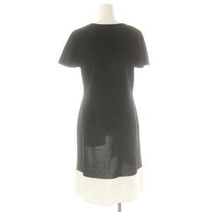 M'S GRACY カメリア バイカラー ショートスリーブ ストレッチニットワンピース インナー付き 38 黒 白 /MI