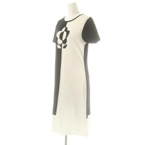 M'S GRACY カメリア バイカラー ショートスリーブ ストレッチニットワンピース インナー付き 38 黒 白 /MI