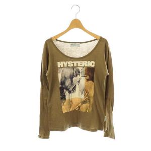 カットソー Tシャツ 長袖 ロンT プリント F カーキ /AQ OS