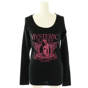 ヒスガール 長袖Tシャツ カットソー  F ブラック ピンク /ES OS