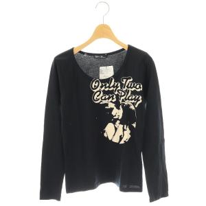 プリント 長袖Tシャツ カットソー F ブラック /HK OS