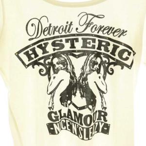HYSTERIC GLAMOUR ヒスガール ラインストーン 半袖Tシャツ カットソー コットン F 白 黒 /NR OS