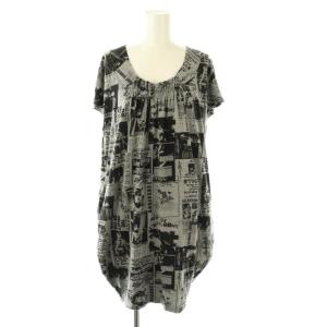 THE NEW YORK DOLLS ワンピース チュニック 総柄 FREE グレー 黒 /MI OS