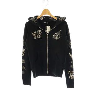 総柄 ジップアップパーカー F ブラック /HK OS