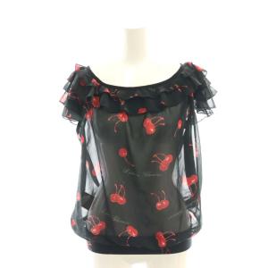 スカルチェリー ブラウス フリル シアー F 黒 赤 /CX OS