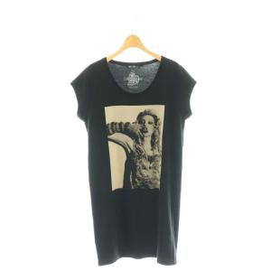 COURTNEY LOVE フレンチスリーブワンピース プリント F 黒 /CX OS