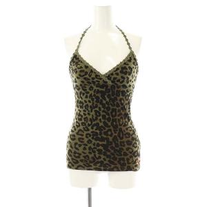 レオパード ホルターネック キャミ カットソー FREE カーキ 黒 茶 /MI OS